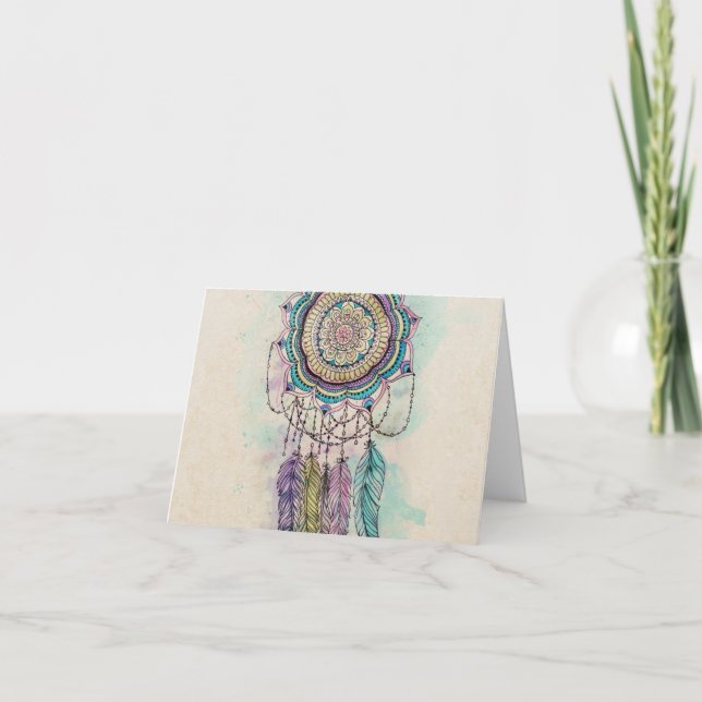 Tarjeta diseño tribal de la mandala del dreamcatcher de la (Anverso)