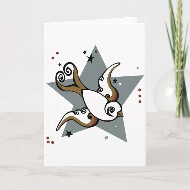 Tarjeta Diseño urbano del pájaro del trago del tatuaje (Anverso)