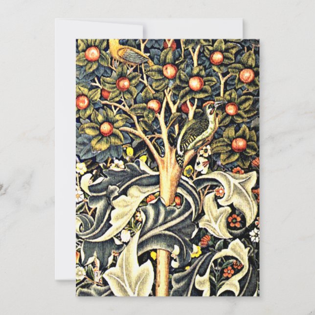 Tarjeta Diseño William Morris, Woodpecker (Anverso)