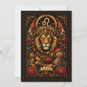Tarjeta Diseño zodiacal masculino celestial Leo