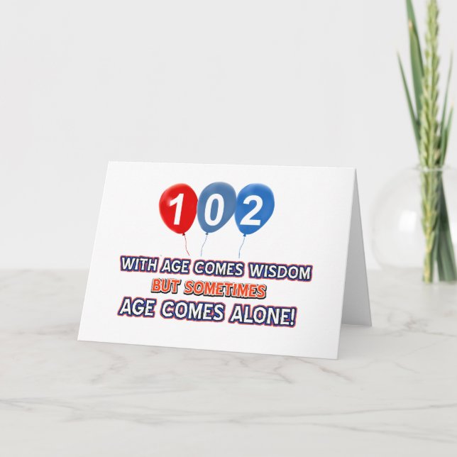 Tarjeta Diseños de cumpleaños de sabiduría de 102 años (Anverso)