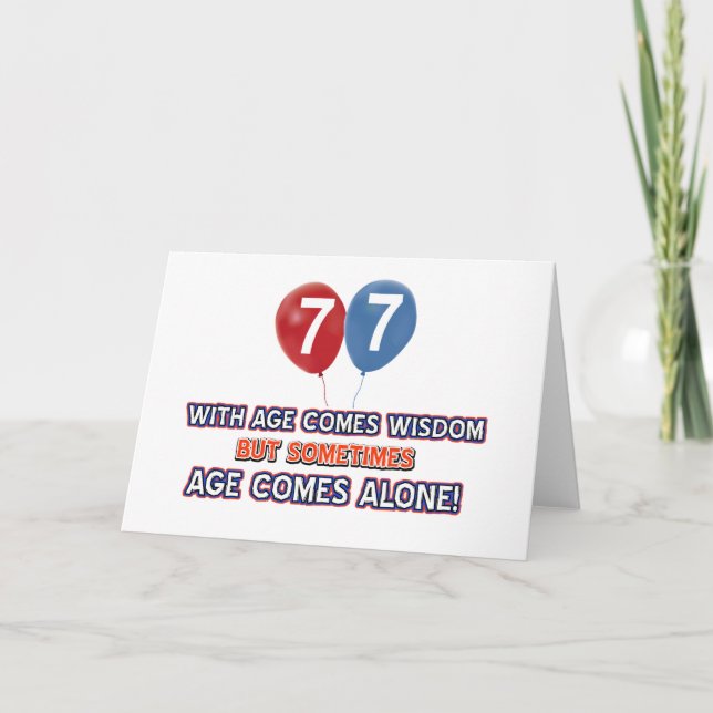 Tarjeta Diseños de cumpleaños de sabiduría de 77 años (Anverso)