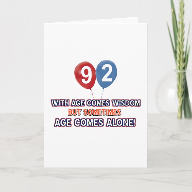 Tarjeta diseños de cumpleaños de sabiduría de 92 años (Anverso)