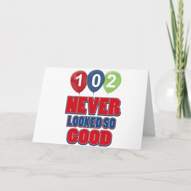 Tarjeta diseños del cumpleaños de 102 años (Anverso)