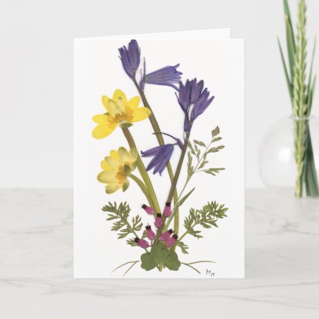 Tarjeta Diseños florales presionados (Anverso)
