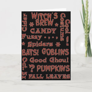 Tarjeta Disfraces de dulces de Halloween Oct 31 Naranja y 