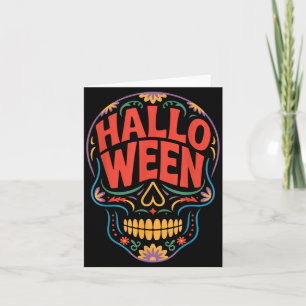 Tarjeta Disfraces de Halloween Cráneo Tipografía Gráfica E