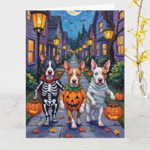 Tarjeta Disfraces de Halloween para Bull Terrier haciendo 
