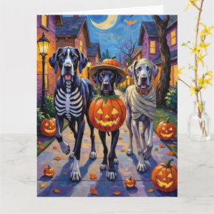 Tarjeta Disfraces de Halloween para Gran Danés haciendo 'T