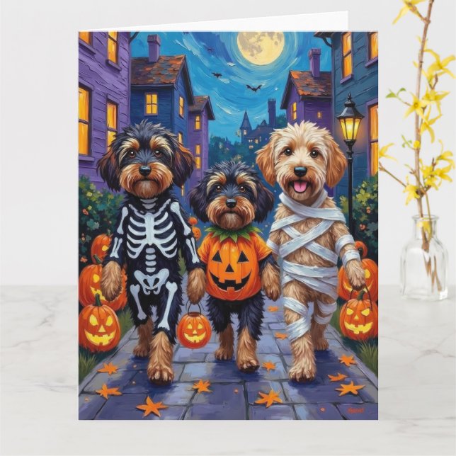 Tarjeta Disfraces de Halloween para perros de La Habana (flor amarilla)