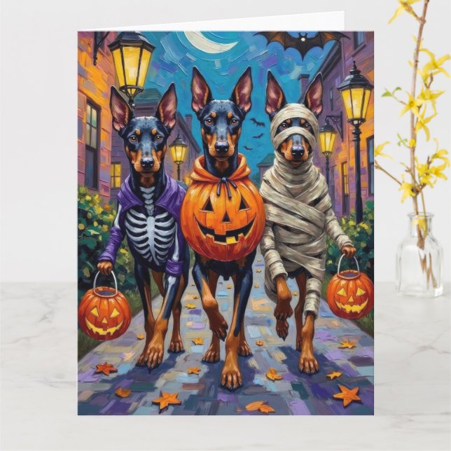 Tarjeta Disfraces de Halloween para perros Doberman hacien (flor amarilla)