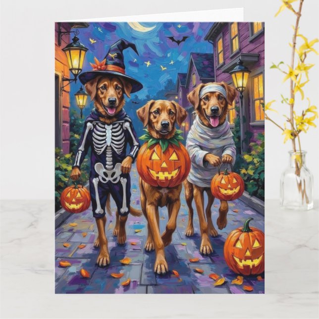 Tarjeta Disfraces de Halloween para perros pastores de Ana (flor amarilla)
