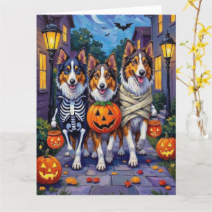 Tarjeta Disfraces de Halloween para Rough Collie haciendo 