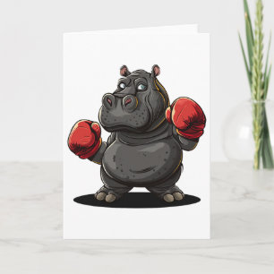 Tarjeta Disfraz de atleta de boxeo genial para hipopótamo