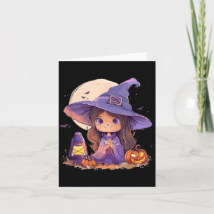 Tarjeta Disfraz de Bruja Halloween Calabaza Siniestro Feli