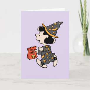 Tarjeta Disfraz de bruja Lucy de Peanuts para Halloween