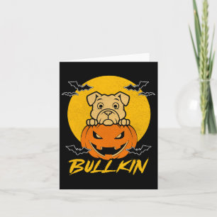 Tarjeta Disfraz de calabaza de Halloween Bulldog divertido