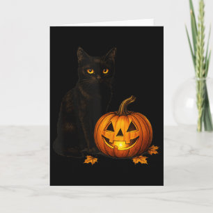 Tarjeta Disfraz de calabaza de Halloween de gato negro ret