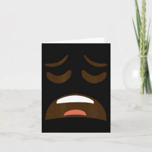 Tarjeta disfraz de emoticono de cara cansada y exhausta fá