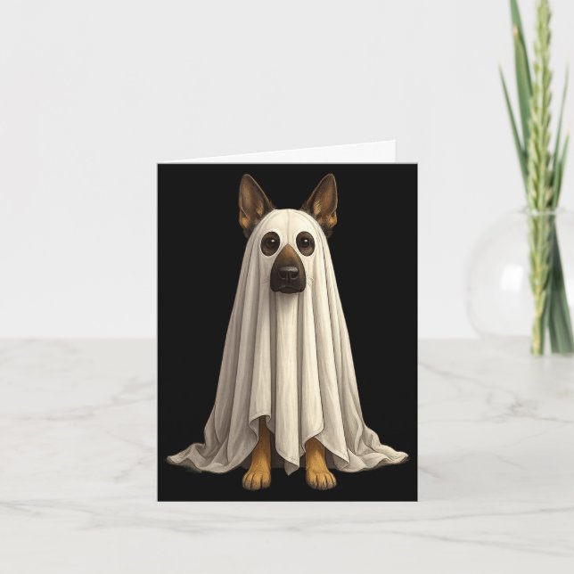 Tarjeta Disfraz de fantasma de Halloween para dueño de per (Anverso)