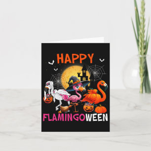 Tarjeta Disfraz de flamenco rosa de Halloween Flamingoween
