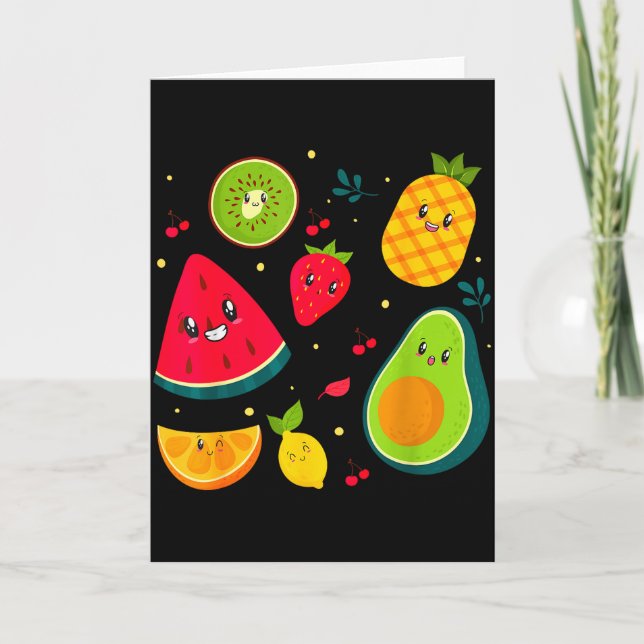 Tarjeta Disfraz de Frutas Té Dulce Ensalada de Frutas Homb (Anverso)