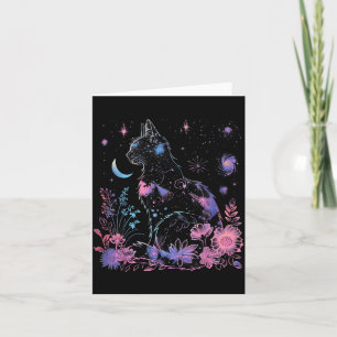 Tarjeta Disfraz de Galaxia de Gato Negro de Halloween Aman