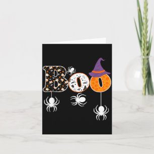 Tarjeta Disfraz de Halloween Boo Arañas Calabazas Fantasma