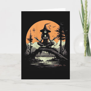 Tarjeta Disfraz de Halloween de bruja meditando Yoga Zen M