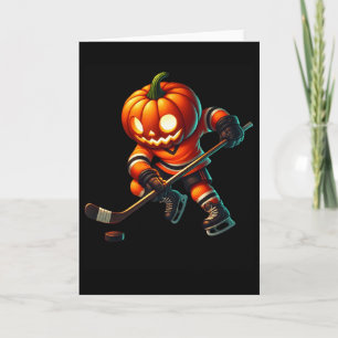 Tarjeta Disfraz de Halloween de calabaza cara de hockey so