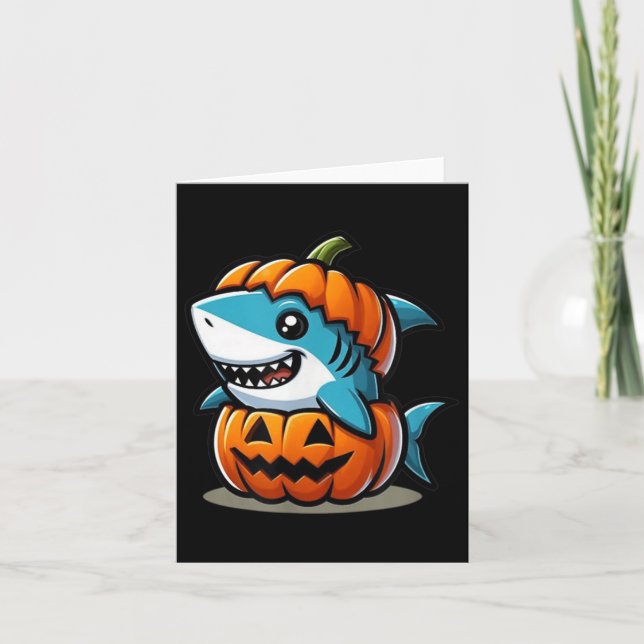 Tarjeta Disfraz de Halloween de calabaza de tiburón (Anverso)