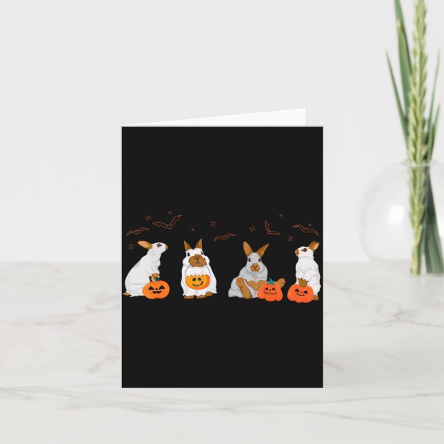 Tarjeta Disfraz de Halloween de conejo Bunny fantasma Otoñ (Anverso)