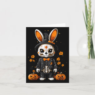 Tarjeta Disfraz de Halloween de conejo esqueleto espeluzna
