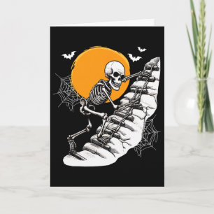 Tarjeta Disfraz de Halloween de esqueleto escalando para a
