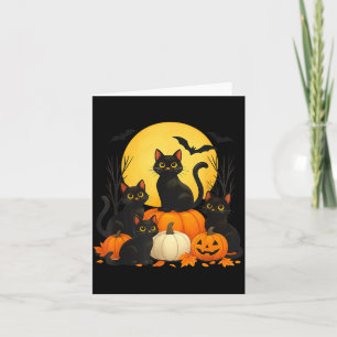 Tarjeta Disfraz de Halloween de gato negro y calabaza para