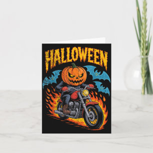 Tarjeta Disfraz de Halloween de motociclista en bicicleta