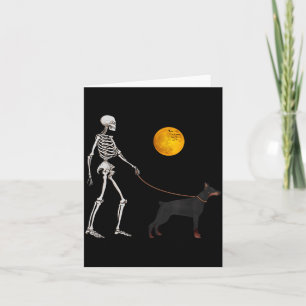 Tarjeta Disfraz de Halloween de perro esqueleto Doberman c