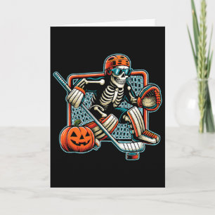 Tarjeta Disfraz de Halloween de portero de hockey esquelet