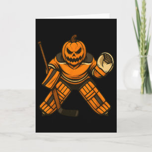 Tarjeta Disfraz de Halloween de portero de hockey sobre hi