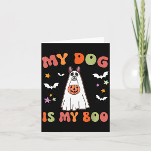 Tarjeta Disfraz de Halloween de Terrier de Boston negro Bo
