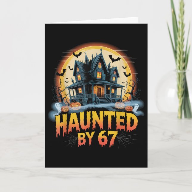 Tarjeta Disfraz de Halloween embrujado del meme 67 _2  (Anverso)