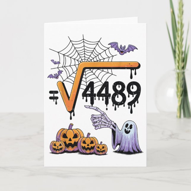 Tarjeta Disfraz de Halloween para profesor de matemáticas  (Anverso)
