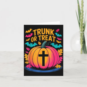 Tarjeta Disfraz de Halloween Trunk Or Treat Calabaza Crist