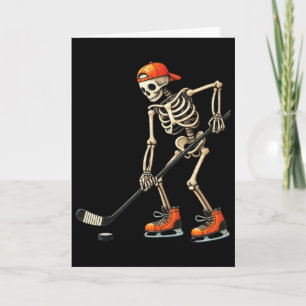 Tarjeta Disfraz de hockey sobre hielo de esqueleto para ho