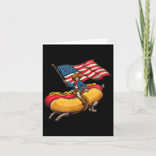 Tarjeta Disfráz de Hotdog Salchicha Vaquero Bonito Con Col