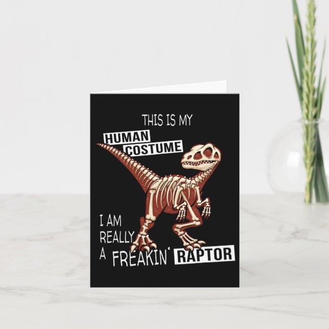Tarjeta Disfraz de humano Dino Halloween Freakin Velocirap (Anverso)