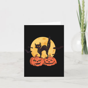 Tarjeta Disfraz de luna de calabaza de gato negro de Hallo