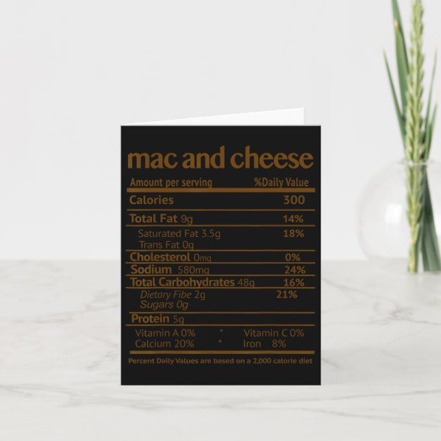 Tarjeta Disfraz de Mac Y Queso Datos Divertidos de Nutrici (Anverso)