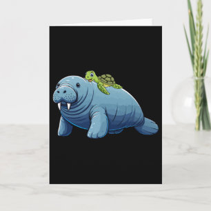 Tarjeta Disfraz de manatí montado en tortuga Amante de ani