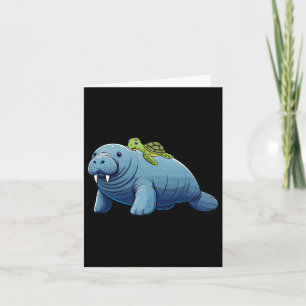 Tarjeta Disfraz de manatí montando tortuga para niños aman